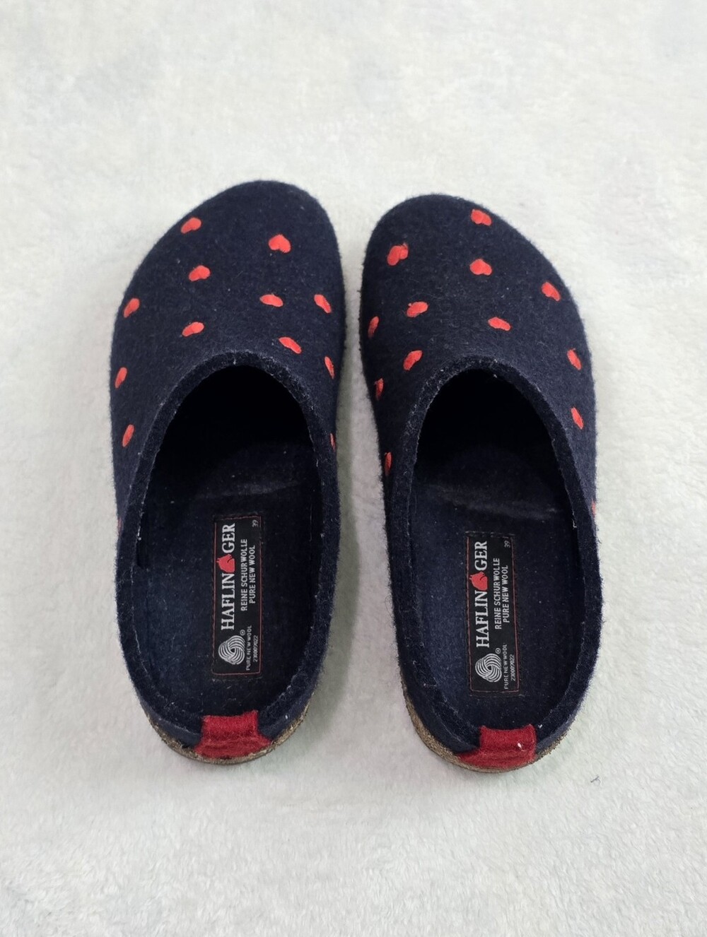 Women's Haflinger Grizzly Couricini Slippers Heart Clogs Wool Shoes Size 8 Flats - Picture 5 of 9